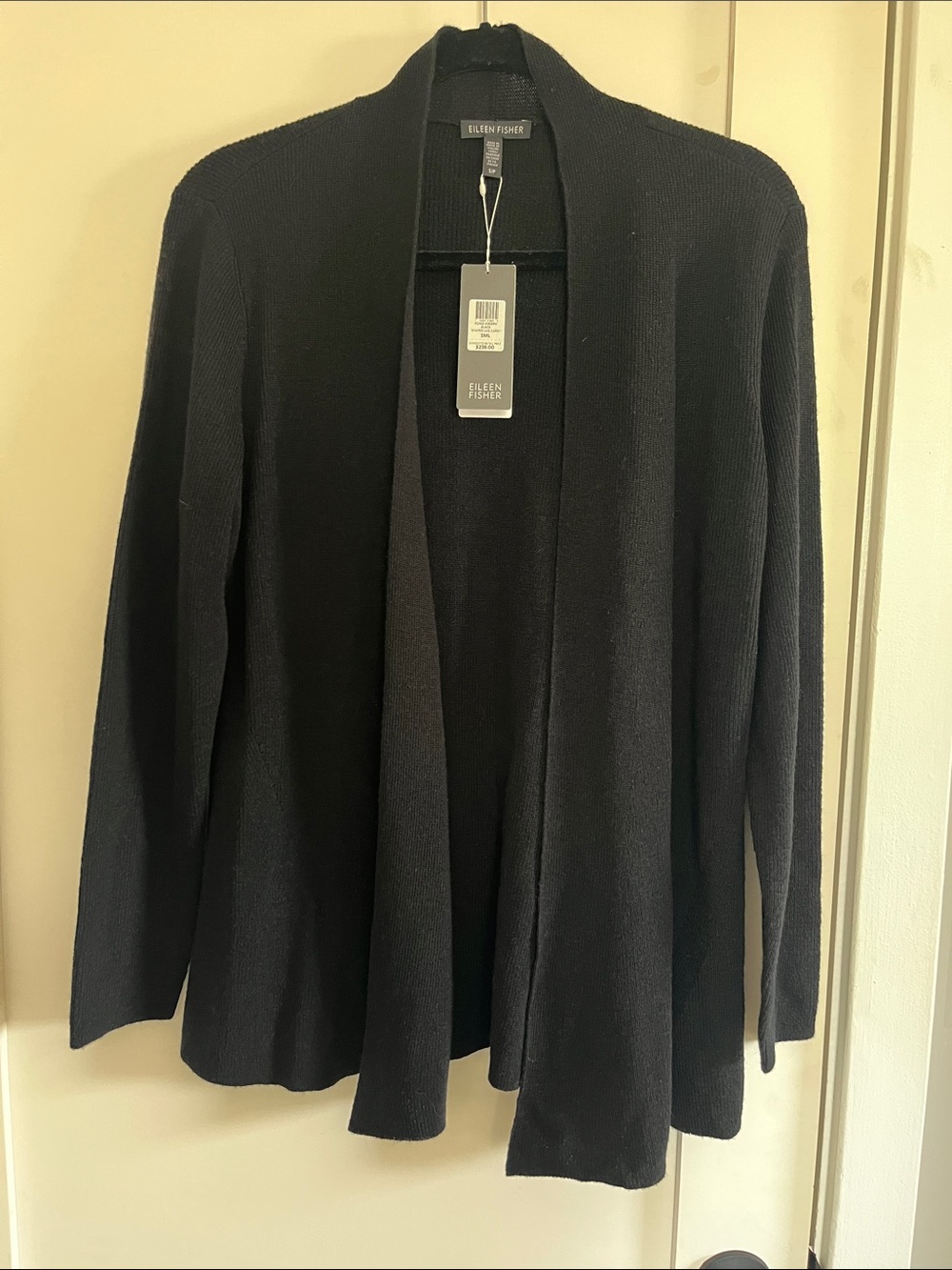 NWT Eileen Fisher Merino Wool Black Cardigan Size Small
